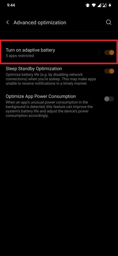 Adaptive Battery Android Notifications