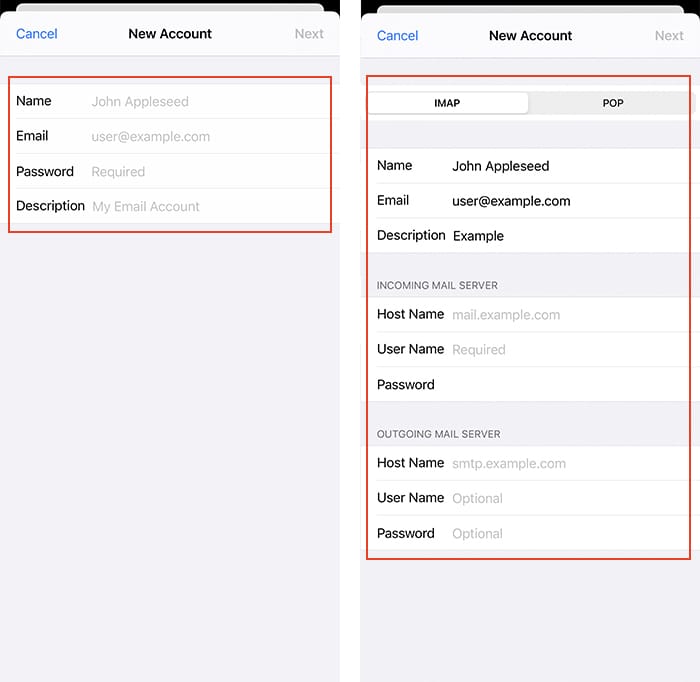 Add Email Account Iphone Adding Imap Pop Details