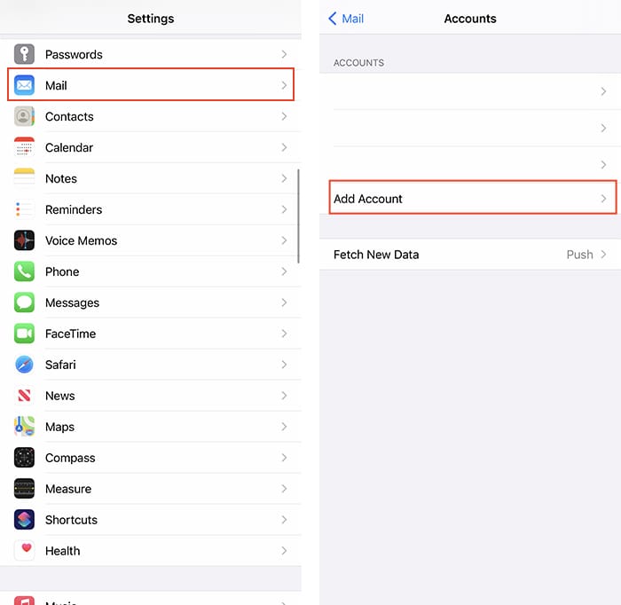 Add Email Account Iphone Initial Step Settings App