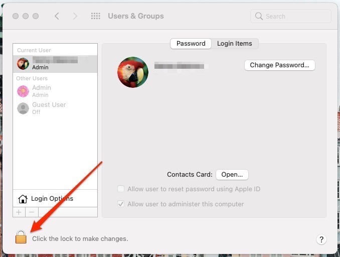 Screenshot showing Admins settings on Mac