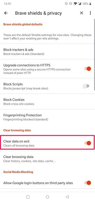 Clear Web Browsing History Android Brave Clear Data On Exit