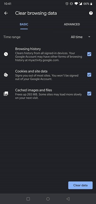 Clear Web Browsing History Android Chrome Clear Browsing Data