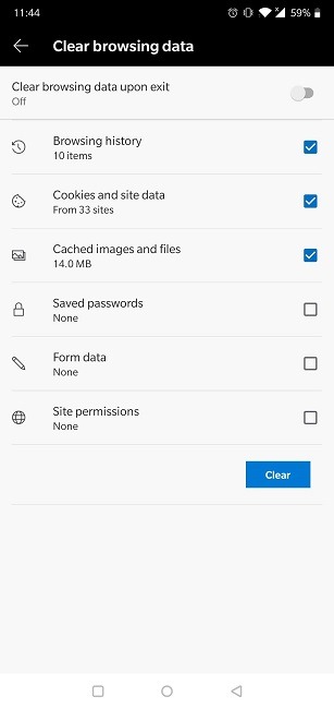 Clear Web Browsing History Android Edge Select Data To Delete