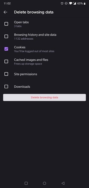 Clear Web Browsing History Android Fiefox Select Data To Delete