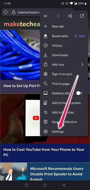 Clear Web Browsing History Android Firefox Settings