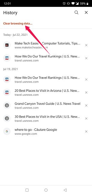 Clear Web Browsing History Clear Browsing Data