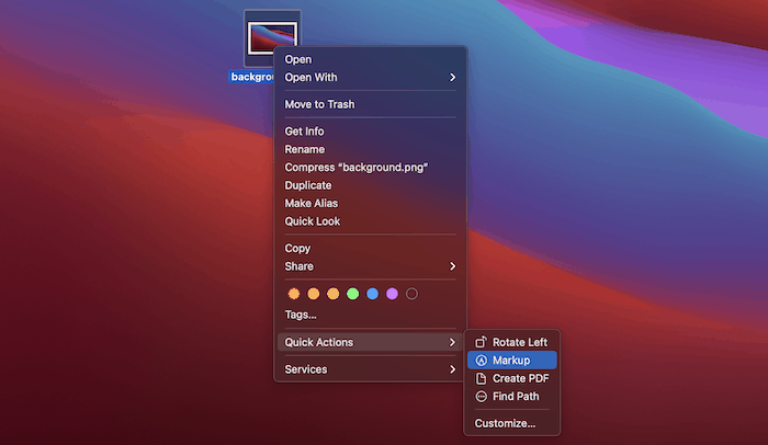 The Quick Actions option.