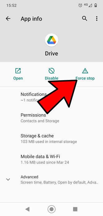 Google Drive Cant Upload Files Force Stop