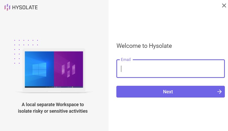 Hysolate Enter Email