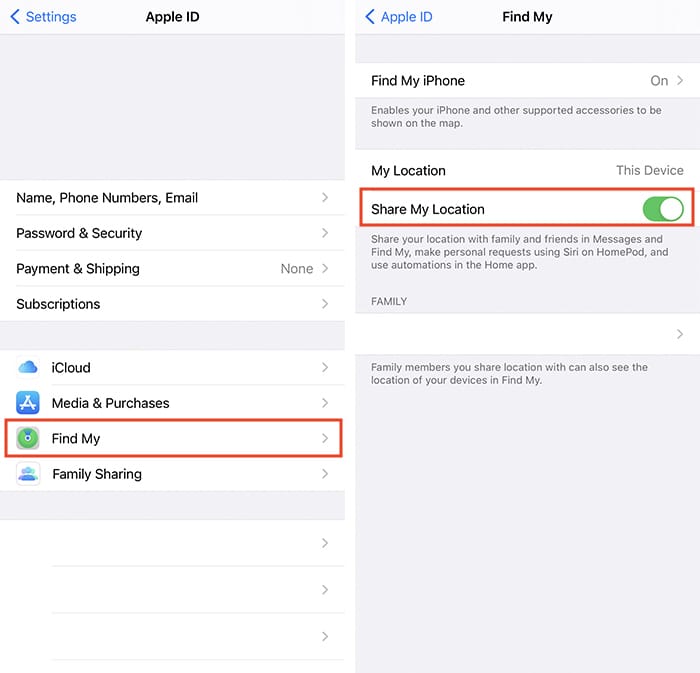 Ios Privacy Settings Sharing Find My Location