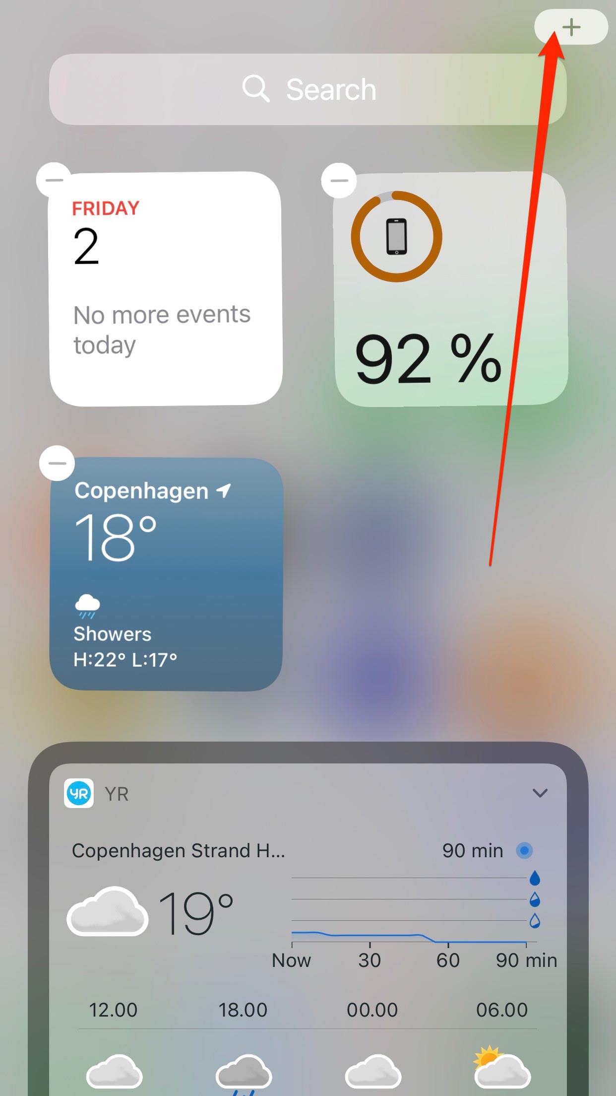 Screenshot showing widget screen in Edit mode on iPhone