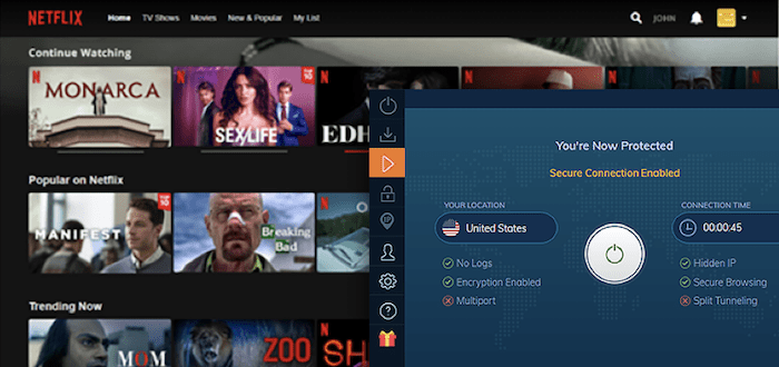 Accessing Netflix using Ivacy.