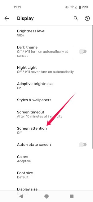 Keep Display On When Looking At It Pixel Advanced Settings