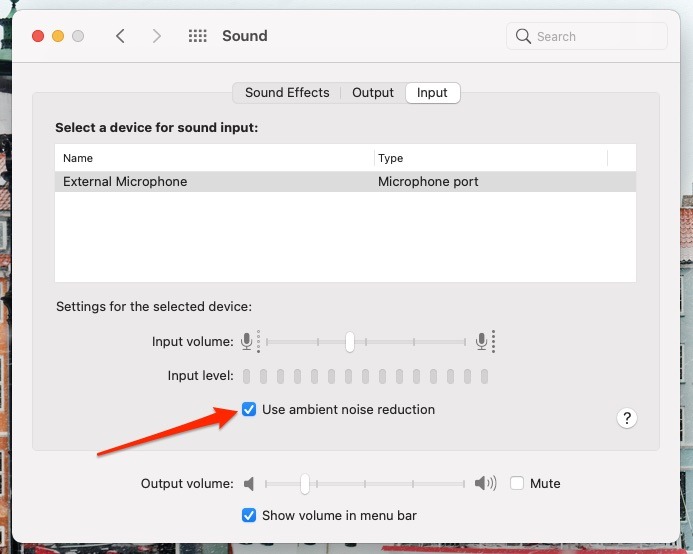 Mac Input Ambient Noise Reduction
