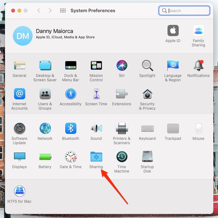 System Preferences Sharing
