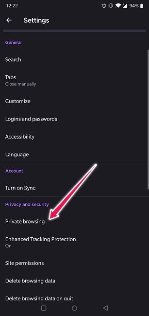 Take Screenshots Incognito Mode Android Firefox Private Browsing