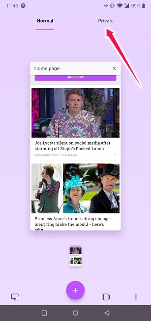 Take Screenshots Incognito Mode Android Opera Private Browsing Option