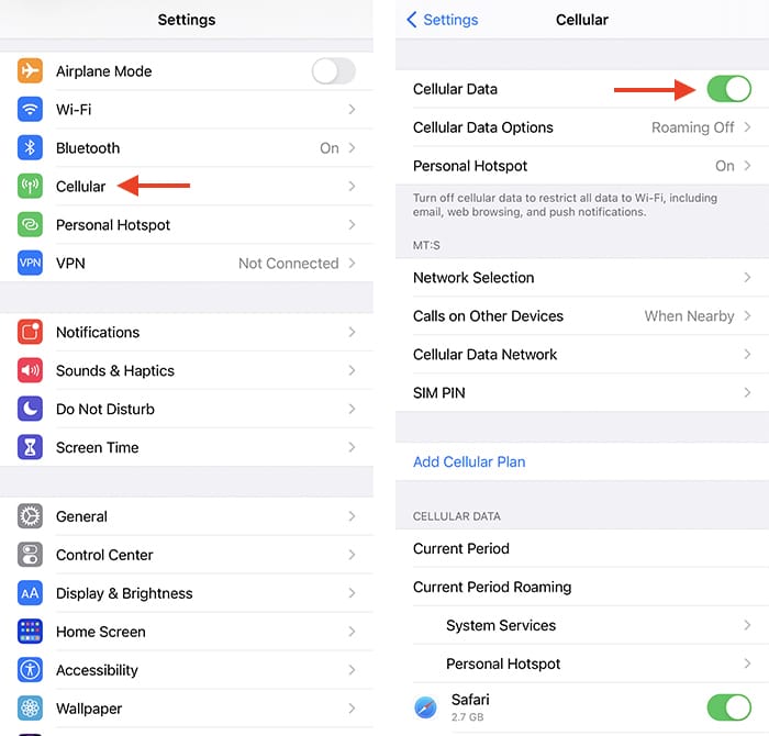 Troubleshoot Iphone Wifi Hotspot Restart Cellular Data