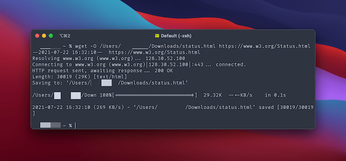 Using wget to download a file.