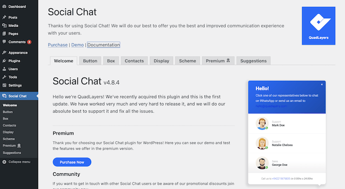 The Social Chat Welcome screen.
