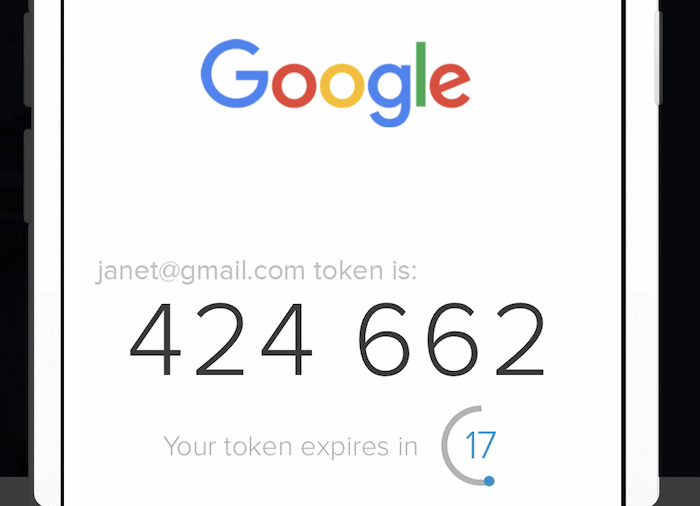 The Authy OTP screen.