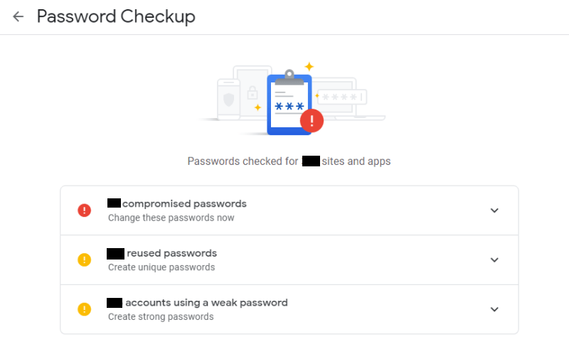 Chrome Password Breach Password Checkup Result 1