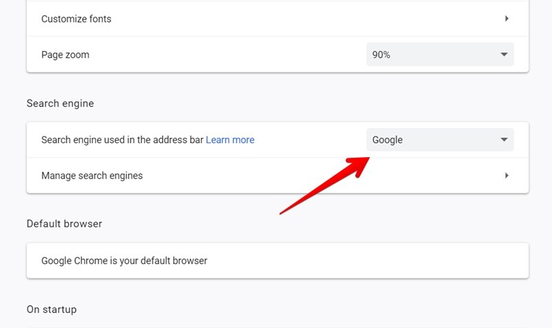 Google Chrome Change Search Engine
