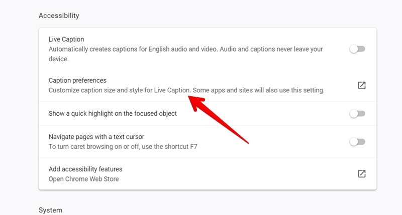 Google Chrome Customize Live Caption