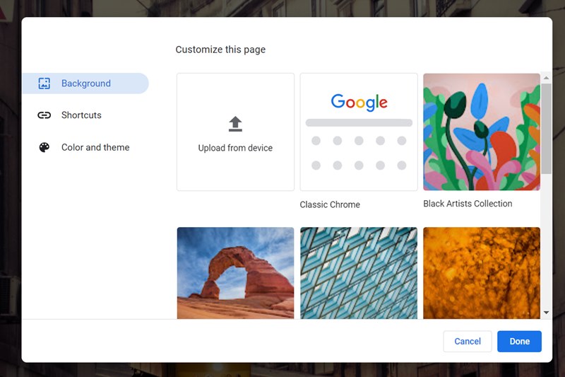 Google Chrome Homepage Background