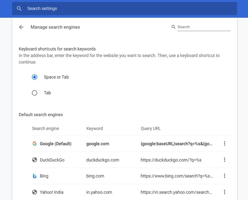 Google Chrome Search Engine Use Multiple