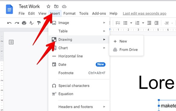 Google Docs Insert Text Box