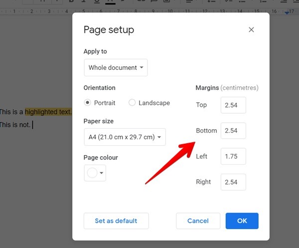 Google Docs Margin Add