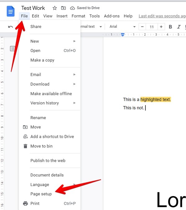 Google Docs Margin Page Setup