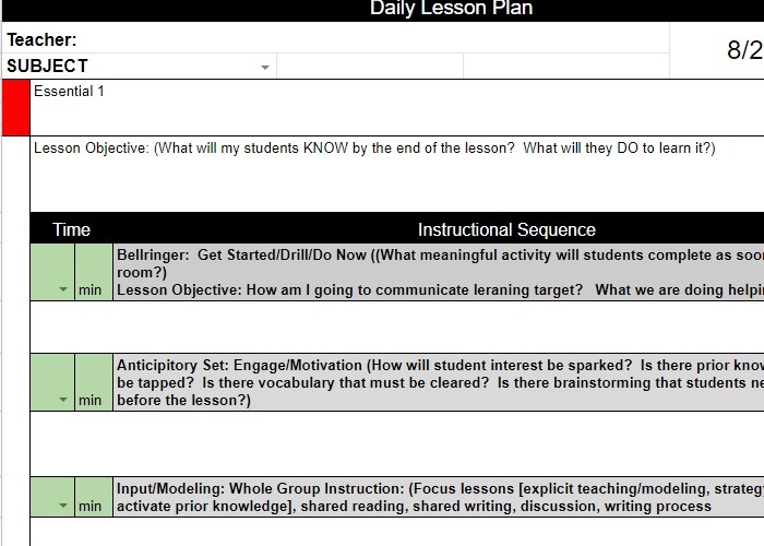 Google Docs Template Lesson Plan Free