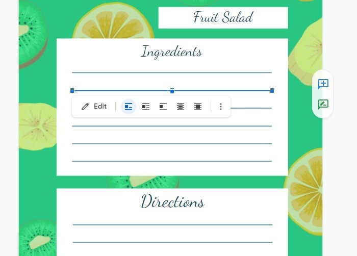 Google Docs Template Summer Recipe Goodocs