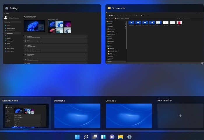 Multiple Desktops Created Task View Windows11