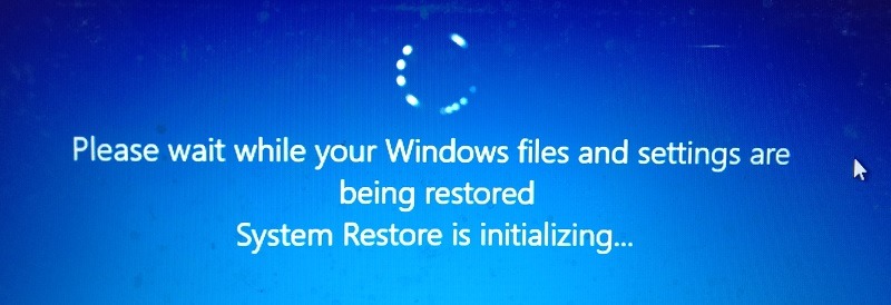 System Restore Initializing