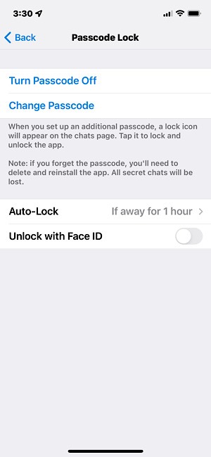 Telegram Passcode Lock Face Id On
