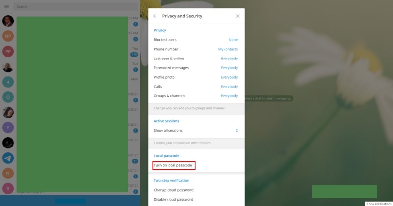 Telegram Passcode Lock Click Turn On Local Passcode