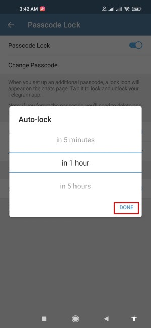 Telegram Passcode Lock Set Auto Lock Timer
