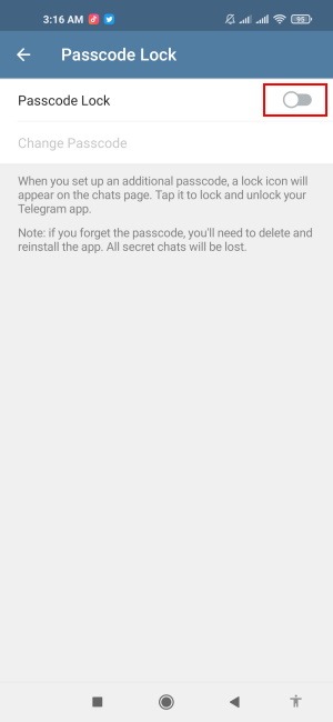 Telegram Passcode Lock Turn On Toggle Button 1