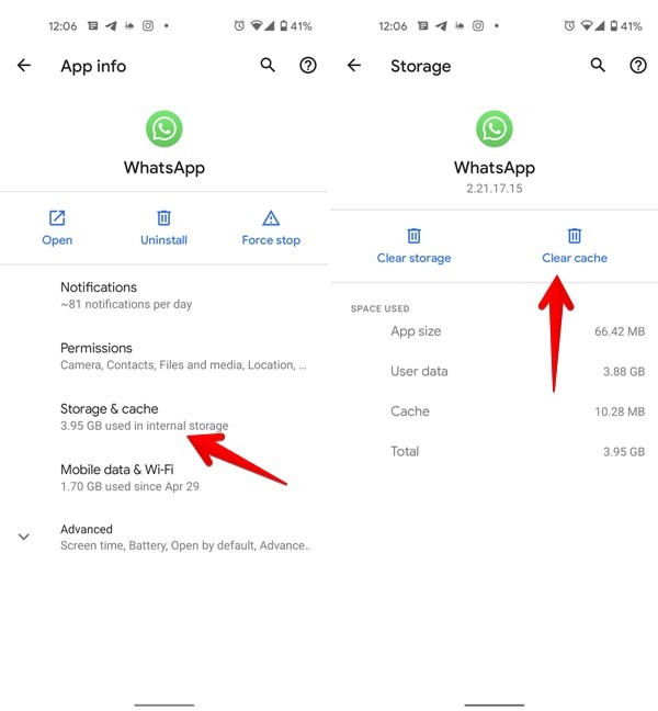 Whatsapp Clear Cache Android