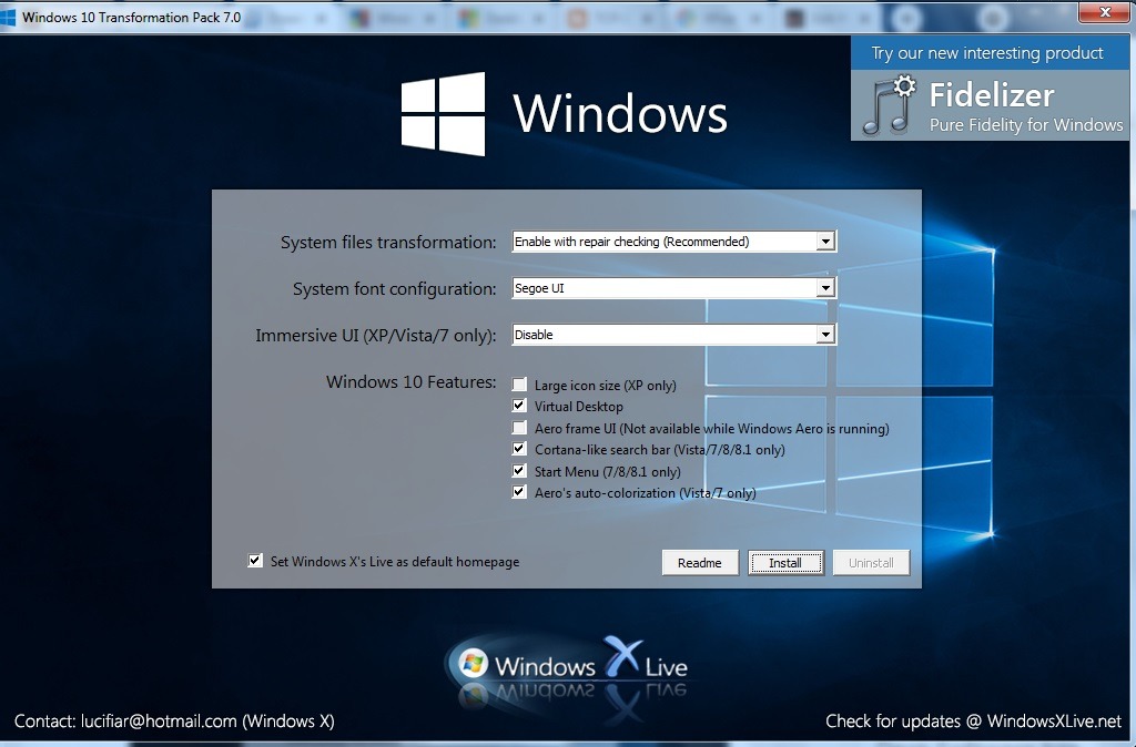 Windows10 Theme Windows7 Transformation Pack Installer