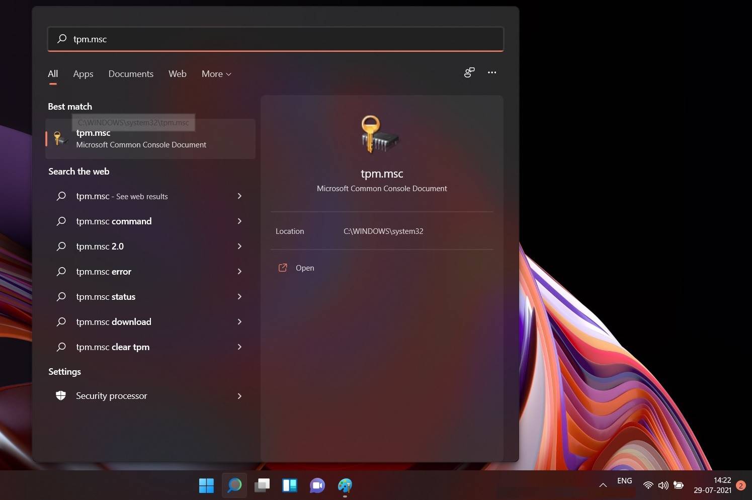 Windows11 Search Box Results