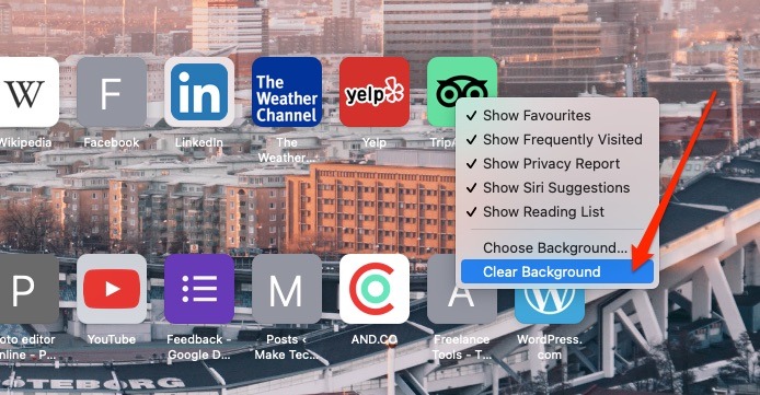 Clear Background Safari