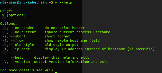 Connected Users W Help Output