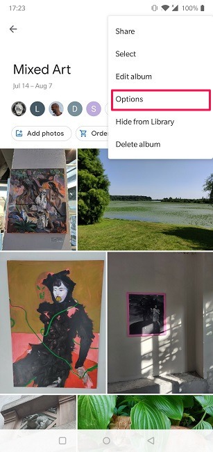 Disable Link Sharing Google Photos Android Options