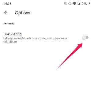 Disable Link Sharing Google Photos Enable Link Sharing