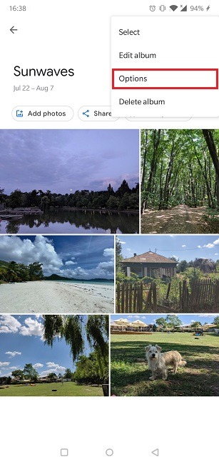 Disable Link Sharing Google Photos Go To Options