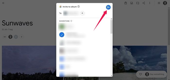 Disable Link Sharing Google Photos Press Send Button To Share